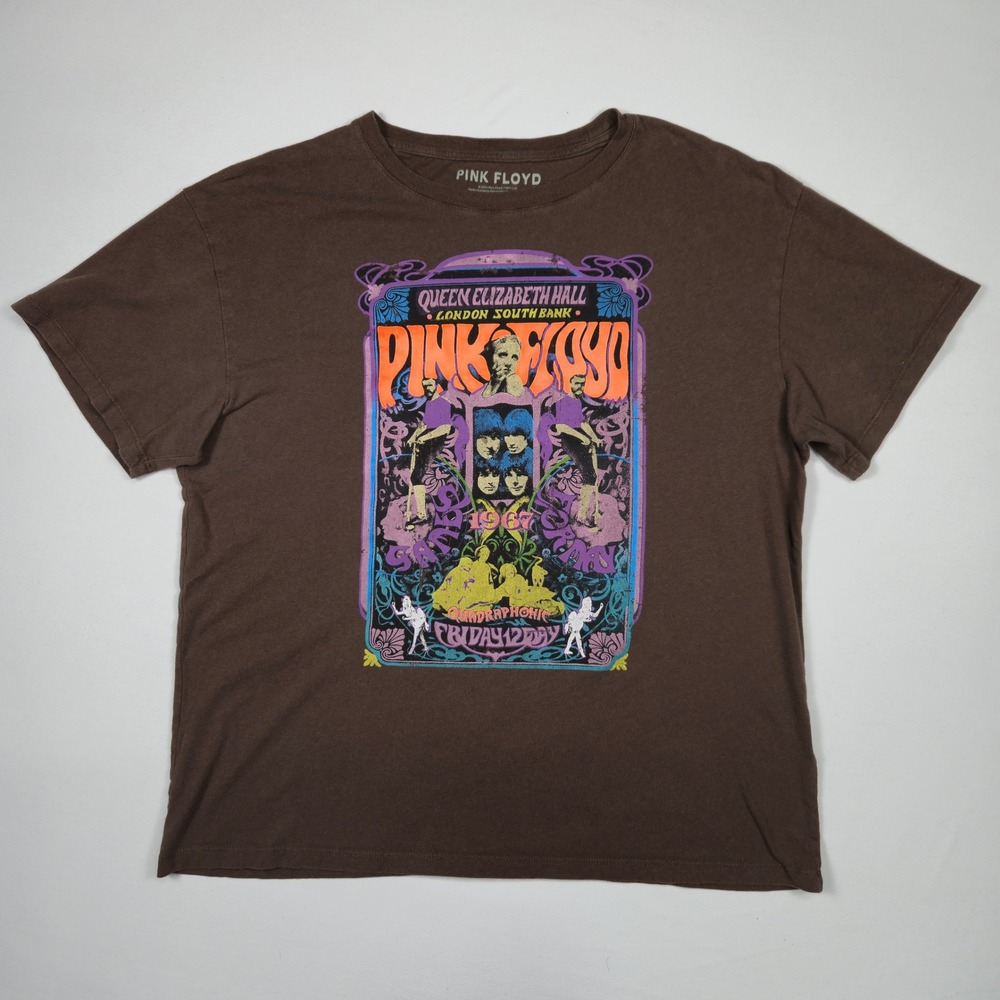 Pink Floyd 1967‎ Concert T-Shirt Men's L Brown Psychedelic Band Tee